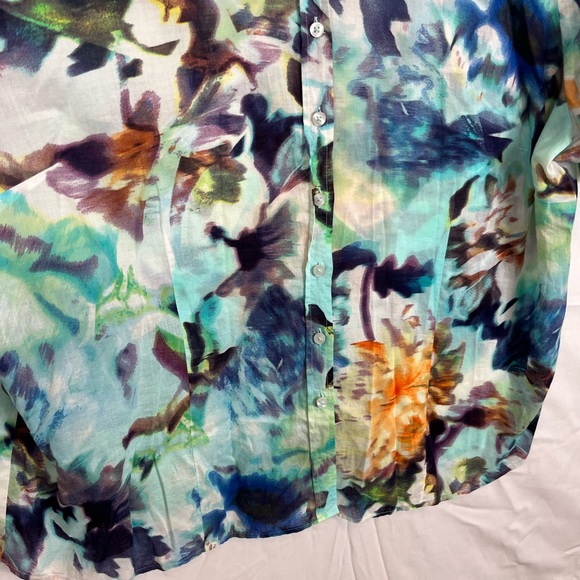 Eterna Watercolour Cotton Button Down Shirt Sz 42 - Picture 5 of 11